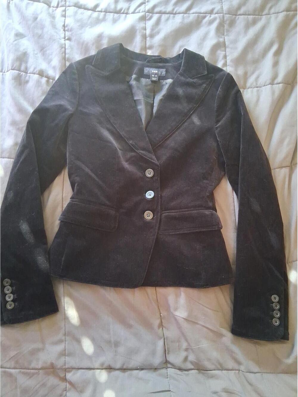 H&M Black Corduroy Blazer Women's 6 A2